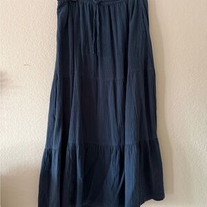 100% Organic Cotton Blue Midi Skirt